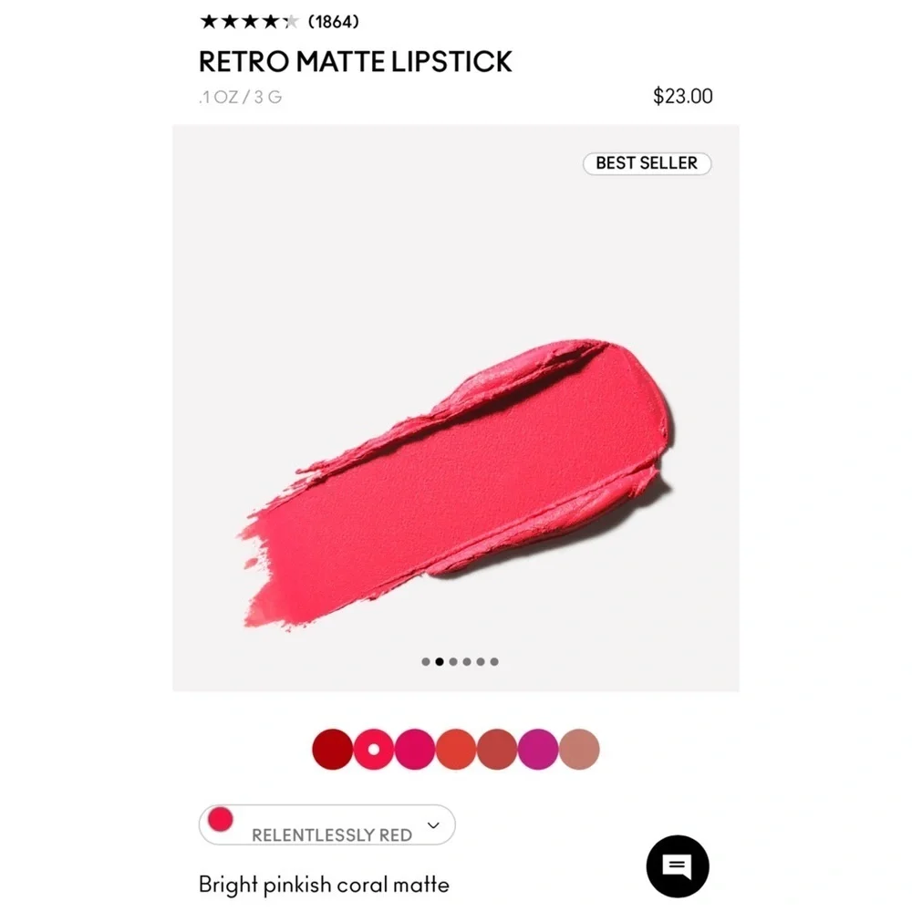 MAC Relentlessly Red Retro Matte Creamy Lipstick — Full Size .1 oz